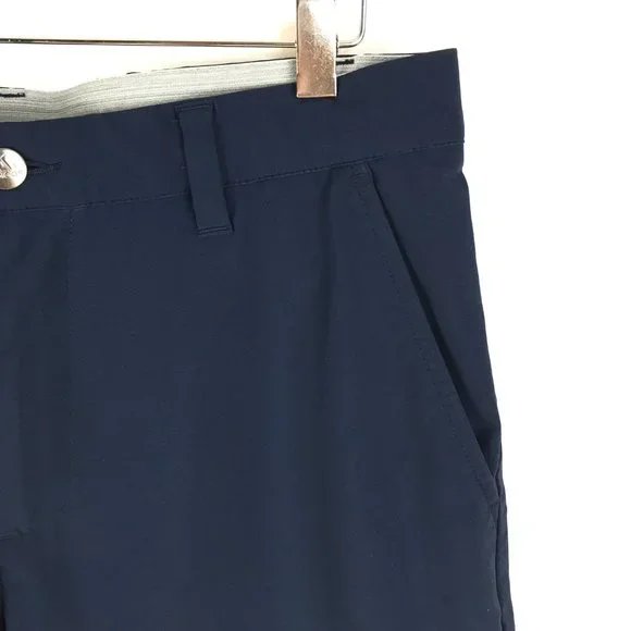 Adidas Flat Front Chino Shorts Men's Size 30 Navy Blue Polyester Blend Pockets - Picture 5 of 11